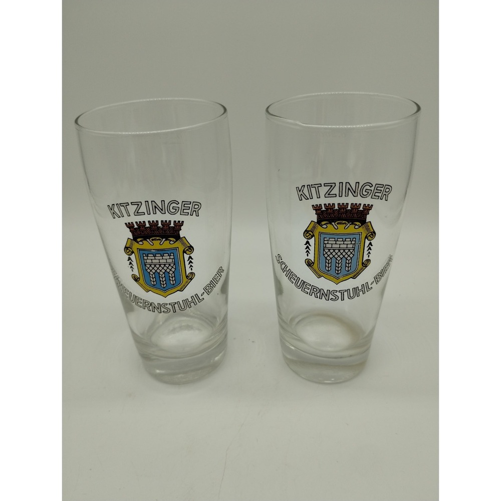 Set Of 2 Kitzinger Scheuernstuhl-Bier Beer Glasses Bar Ware 5.75 Inches Tall